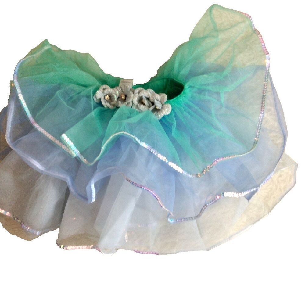 Weissman Little Girls Small 3 Tier Tutu Dance Dress Up Blue Green Gray Ruffle